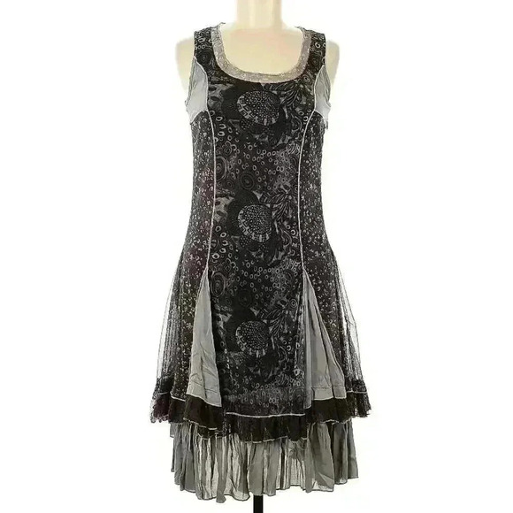 ALEXIS M Steampunk Slip Dress Grunge Hi Low Y2k Retro Layered Mini Cocktail VTG - Picture 1 of 13